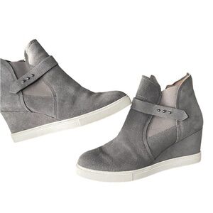 L. Paolo Gray Suede Platform Sneakers Size 8M Linea Shoe